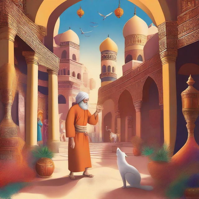 An illustration of Ali Baba's adventure