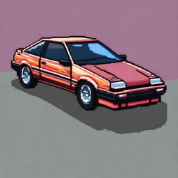 A pixel art representation of the iconic Toyota AE86 car in a detailed and vibrant style