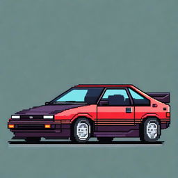 A pixel art representation of the iconic Toyota AE86 car in a detailed and vibrant style