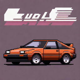 A pixel art representation of the iconic Toyota AE86 car in a detailed and vibrant style