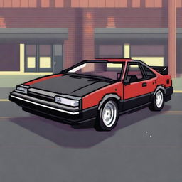 A pixel art representation of the iconic Toyota AE86 Trueno in the style of Punch Club