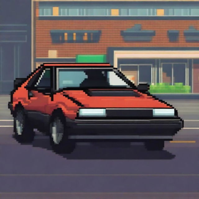 A pixel art representation of the iconic Toyota AE86 Trueno in the style of Punch Club