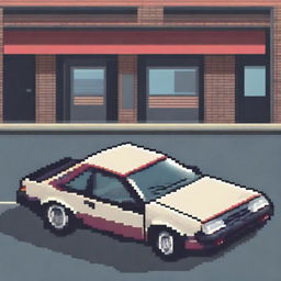 A pixel art representation of the iconic Toyota AE86 Trueno in the style of Punch Club