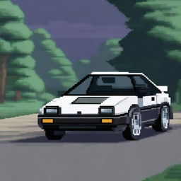 A pixel art depiction of the iconic Toyota AE86 from the anime Initial D