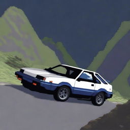 A pixel art depiction of the iconic Toyota AE86 from the anime Initial D