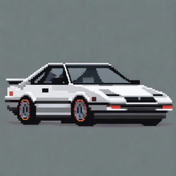 A pixel art depiction of the iconic Toyota AE86 car