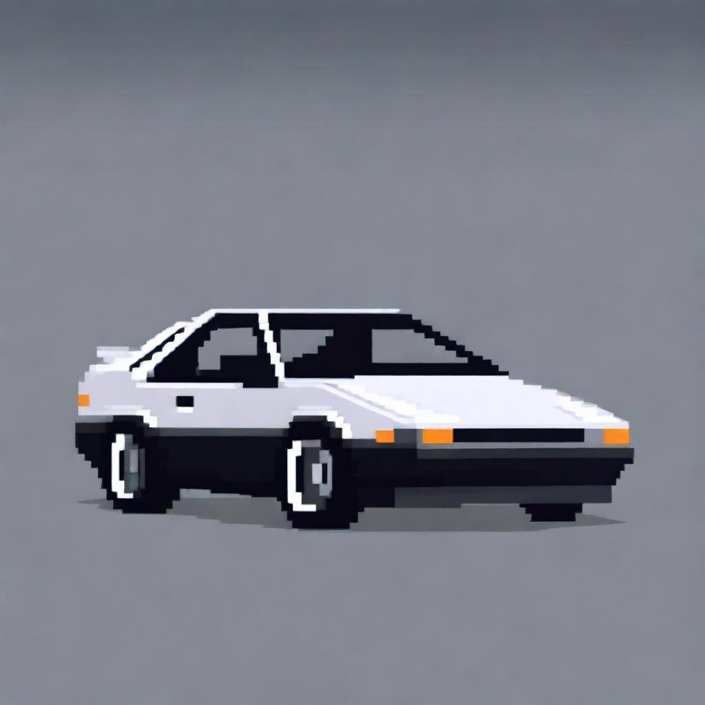 A pixel art representation of the iconic Toyota AE86 car