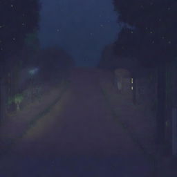 A pixel art depiction of a night road in a 2D sideways view