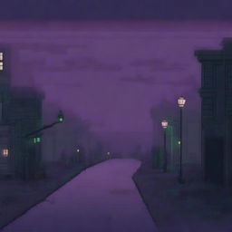 A pixel art depiction of a night road