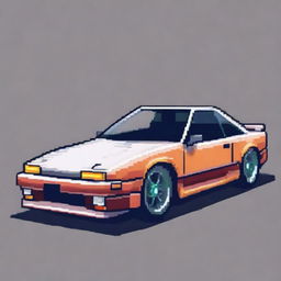 A pixel art depiction of a Nissan Silvia S13