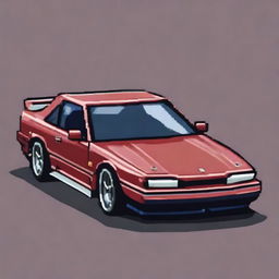 A pixel art depiction of a Nissan Silvia S13