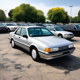 A high-end version of a 1992 Ford Tempo is parked in a parking lot