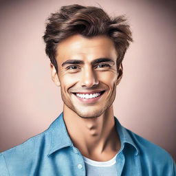 Create an image of an attractive young man with a confident and stylish appearance