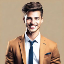 Create an image of an attractive young man with a confident and stylish appearance