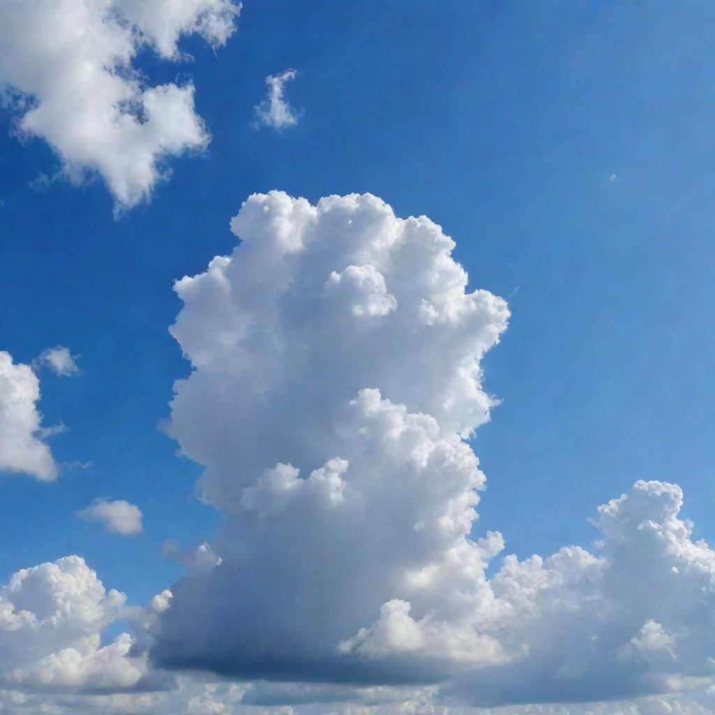 A sky filled with fluffy, white clouds on a bright sunny day