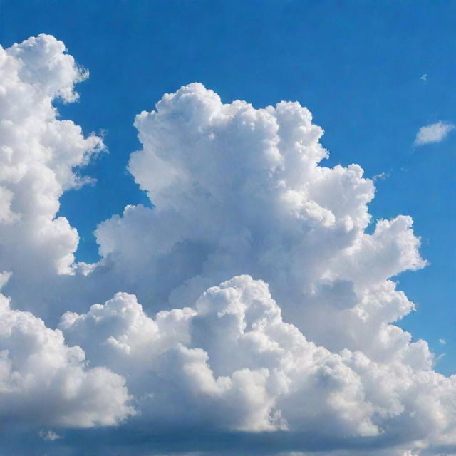 A sky filled with fluffy, white clouds on a bright sunny day