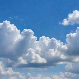 A sky filled with fluffy, white clouds on a bright sunny day