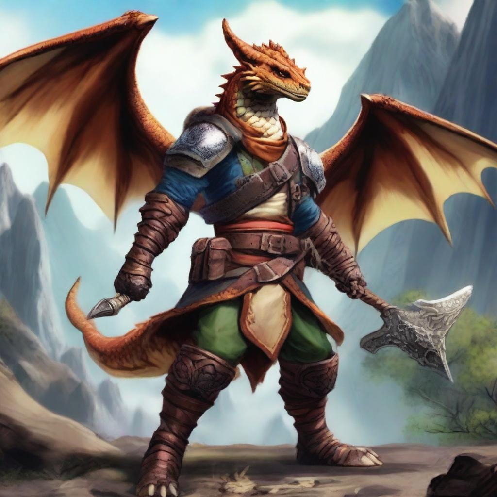 Create a character who is an explorer and monster hunter of the draconic race