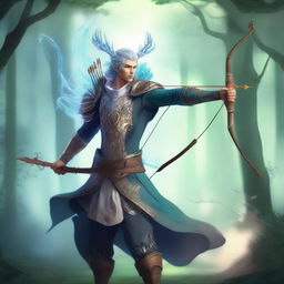 A male air elemental wearing fancy clothes, holding a bow and arrow