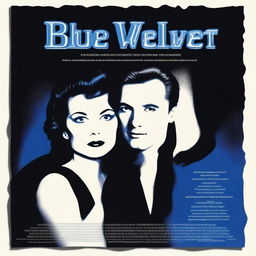 Create a movie poster for a film titled 'Blue Velvet'