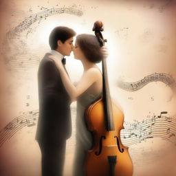 Create an image titled 'Echoes of Our Hearts: A Symphony of Love'