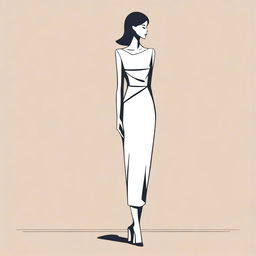 A simple and elegant depiction of a slim figure standing gracefully