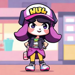 Create an image of a Brawl Stars character named Lydia, who is a paw girl working at a boba shop