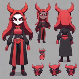 Create a character design for a devil final boss girl named Abima for the game Brawl Stars