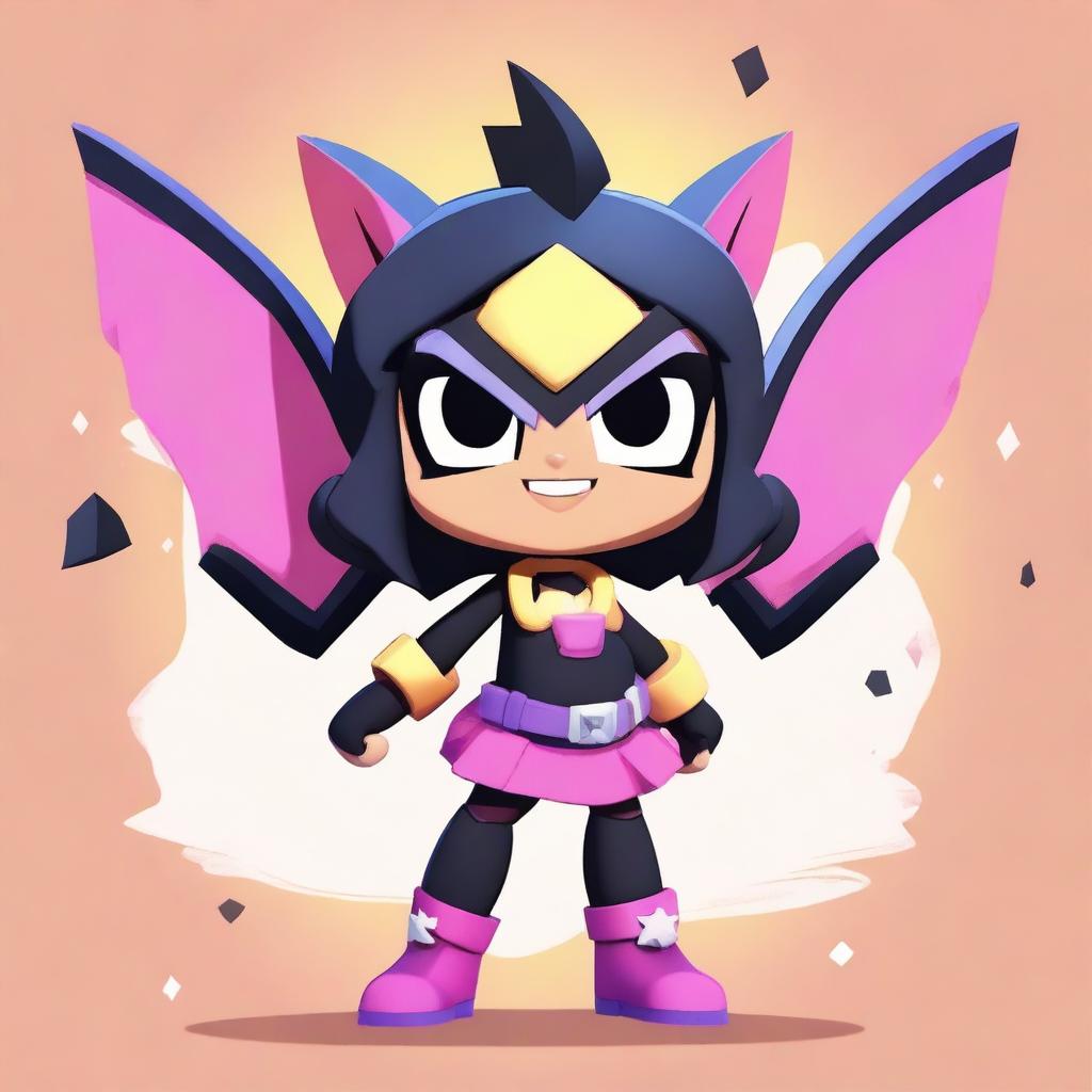 Create a character design for Brawl Stars featuring a Powerpuff Girls-inspired toon girl named Lucky Bat