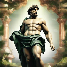 Create an image of a Greek god with a majestic presence