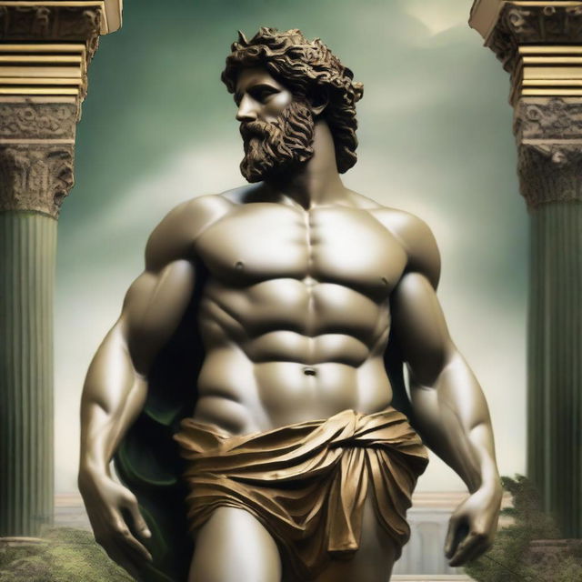 Create an image of a Greek god with a majestic presence