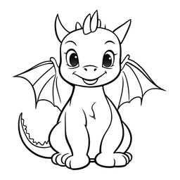 A simple and cute dragon coloring page designed for a children's book
