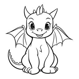 A simple and cute dragon coloring page designed for a children's book