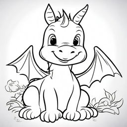 A simple and cute dragon coloring page designed for a children's book