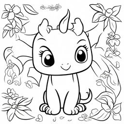 A simple and cute dragon coloring page designed for a children's book