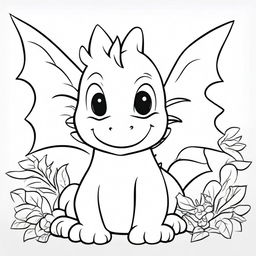 A simple and cute dragon coloring page designed for a children's book