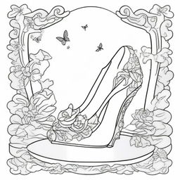 Create two colouring book pages featuring Cinderella