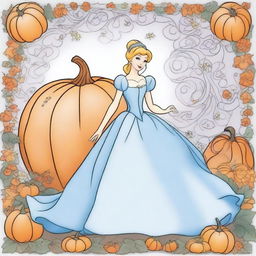 Cinderella in mid-transformation, surrounded by swirling magic, as her rags become a beautiful ballgown