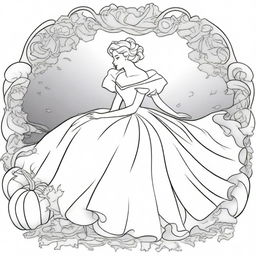 Cinderella in mid-transformation, surrounded by swirling magic, as her rags become a beautiful ballgown