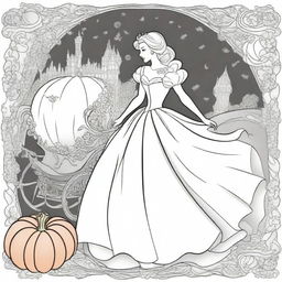 Cinderella in mid-transformation, surrounded by swirling magic, as her rags become a beautiful ballgown