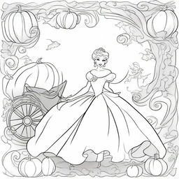 Cinderella in mid-transformation, surrounded by swirling magic, as her rags become a beautiful ballgown