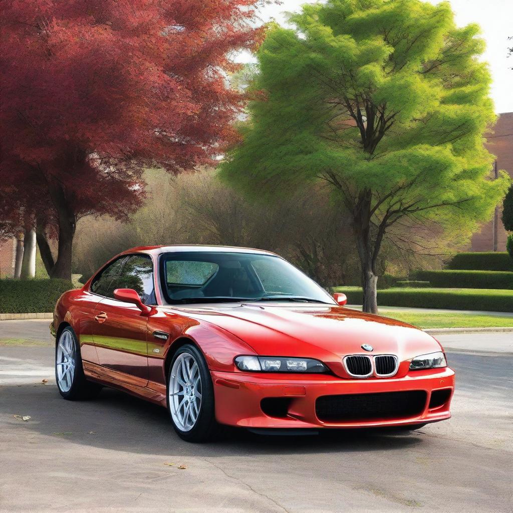 A high-resolution image of a BMW M3 and a Mazda RX7 Savanna parked side by side