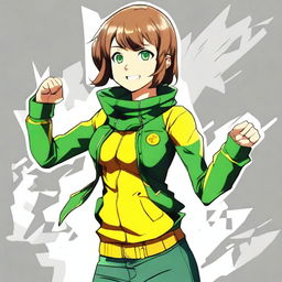 Create a detailed drawing of Chie Satonaka from Persona 4