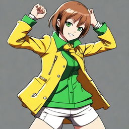 Create a detailed drawing of Chie Satonaka from Persona 4