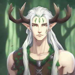 A 25-year-old young male half-dryad with a slender but strong build