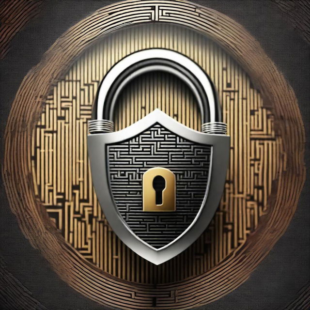 A detailed image representing the concept of security, showing a strong padlock and a shield, symbolizing protection and safety