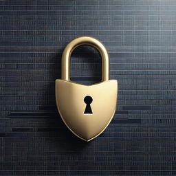 A detailed image representing the concept of security, showing a strong padlock and a shield, symbolizing protection and safety