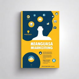 Create a book cover for a title called 'Menguasai Digital Marketing: Strategi Inovatif bagi Perguruan Tinggi untuk Membangun Reputasi dan Menarik Calon Mahasiswa'