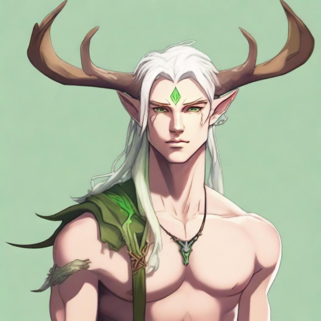 A 25-year-old young male half-dryad with a slender but strong build