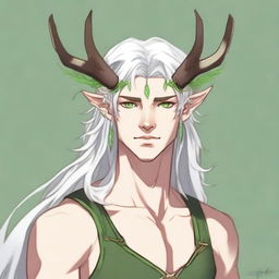 A 25-year-old young male half-dryad with a slender but strong build